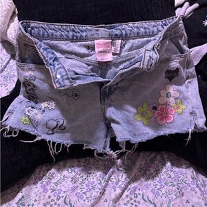 Forever 21 Embroidered Jean Shorts with Floral Accents